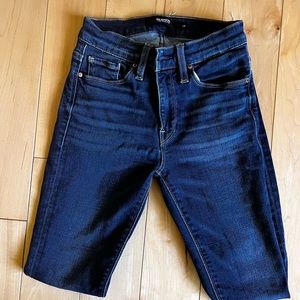 Hudson high waisted skinny jeans; size 24, slightly cropped / distressed
